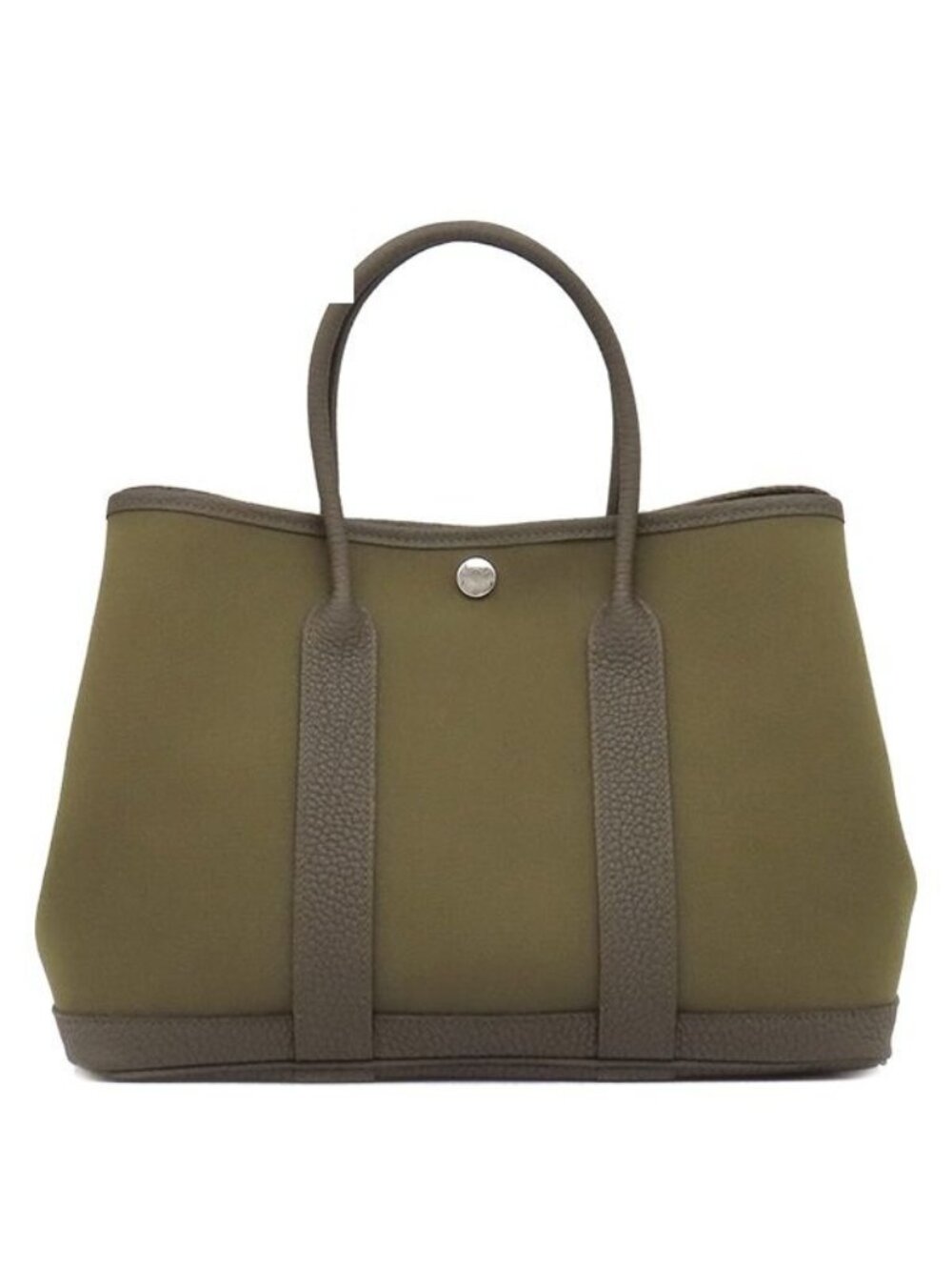 Hermes Tote Bag Garden Party TPM 30 Toile Officier Vert Olive Loden Silver